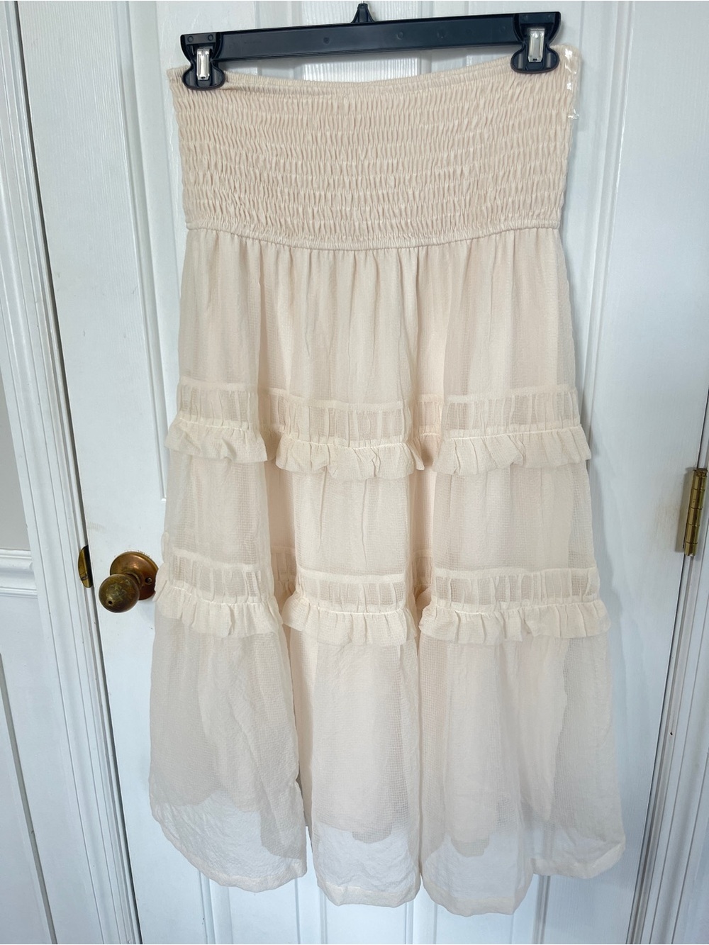 Listicle Large Ivory Ruffles Slit Maxi Skirt Top Outfit Feminine Boho Coastal - Picture 7 of 11